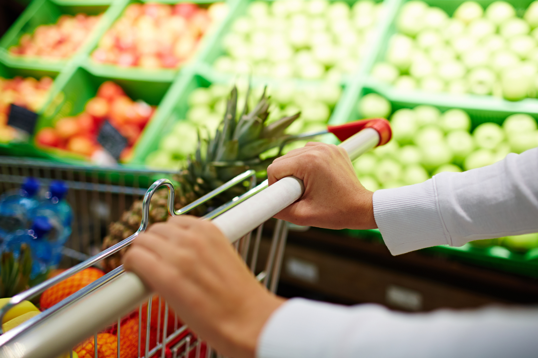 a person pushing a shopping cart